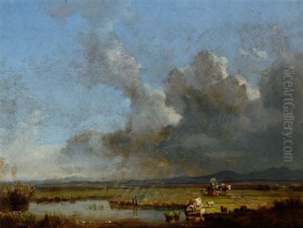 Flodlanskap Med Boskap - view 1