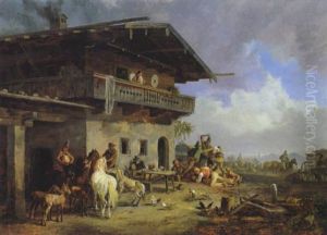 Rauferei Vor Einem Wirtshaus