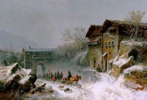 Heimkehr Der Jager Mit Dem Erlegten Baren Auf Einem Schlitten