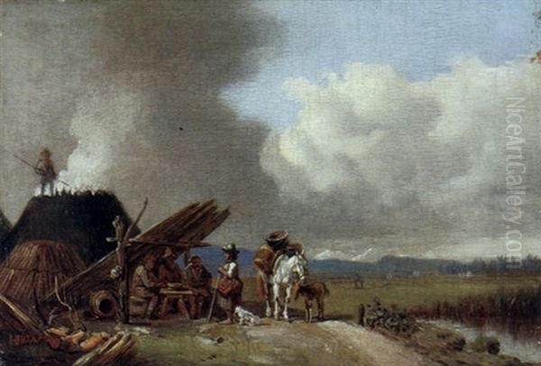 An Extensive Landscape With Figures By A Wayside Stall - view 1