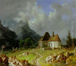 Das Kirchlein Von Hinterriss. Im Hintergrund Das Wettersteingebirge Das Kirchlein Von Hinterriss. Im Hintergrund Das Wettersteingebirge