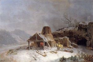 Ein Kalkofen In Winterlandschaft Ein Kalkofen In Winterlandschaft