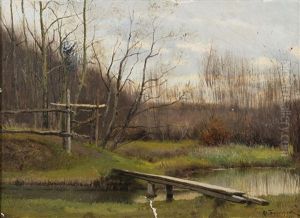 Landscape With A Footbridge by Fedor Karlovich Burkhardt