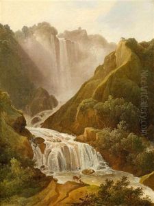Waterfalls At Tivoli by Leopold Buerkli