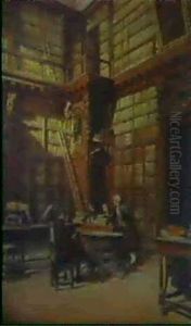 Interior Of The Ambrosian Library, Milan by Leopoldo Burlando
