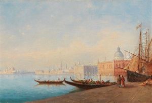 Venice At Night And Gondolas Before The Piazzetta by Natalie Curtis Burlin
