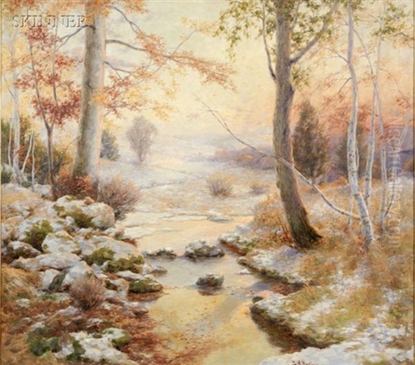Winter Landscape With Woodland River - view 1
