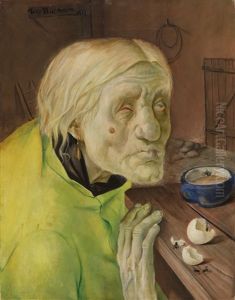 Frau Biene Aus Worpswede, 87 Jahre Alt (mrs Biene From Worpswede, 87 Years Old) by Fritz Burmann