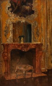 Schlossinterieur Mit Kamin, Trumeaux Und Tabouret by Paul Burmeister