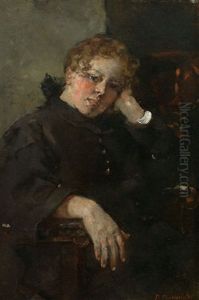 Portrait Einer Jungen Frau Im Schwarzen Mantel by Paul Burmeister