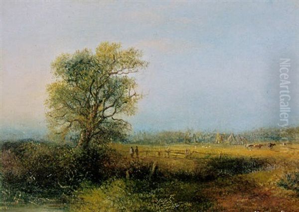 Two Figures Watching Kangaroos In An Extensive Landscape - view 1