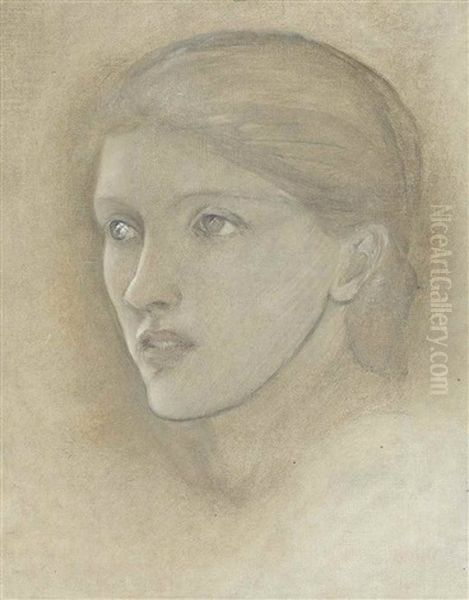 Female Head Study, Looking To The Right, For 'the Golden Stairs', Possibly Mary Stuart Wortley, Later Countess Lovelace - view 1