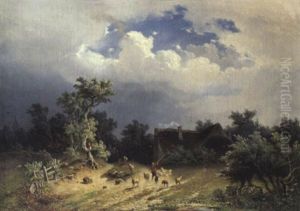 Heimkehr Der Schafherde Vor Dem Unwetter by Richard Burnier