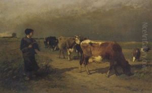 A Shepherdess Leading The Cows Home A Shepherdess Leading The Cows Home
