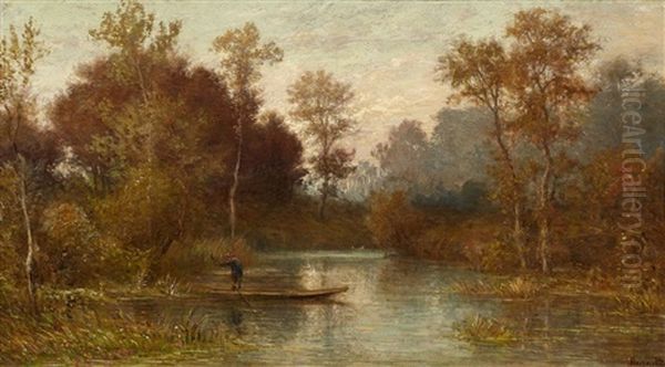 River Landscape With A Barge - view 1