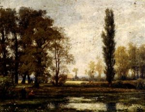 Prachtvolle Fruhlingslandschaft Mit Altwasser Und Besonnter Lichtung by Karl Peter Burnitz
