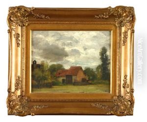 Kleines Gehoft In Frankreich Mit Grosem, Wolkenreichen Himmel by Karl Peter Burnitz