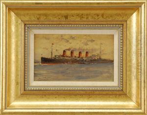 "mauretania" - Sister Ship With The Ill-fated "lusitania" by Milton James Burns