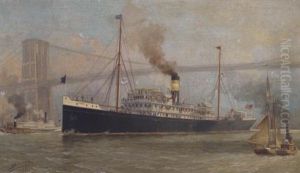 S.s. "ponce" Entering New York Harbor by Milton James Burns