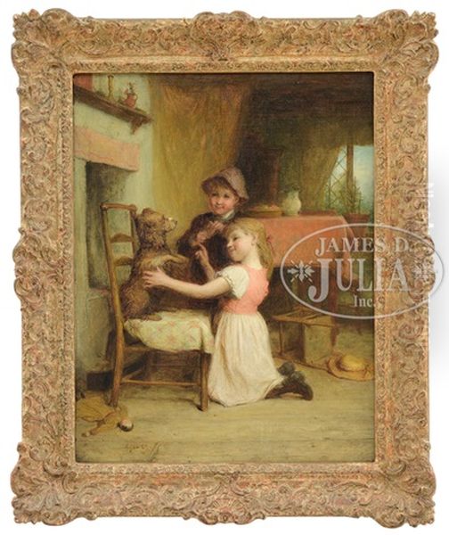 Two Children With Their Dog - view 1