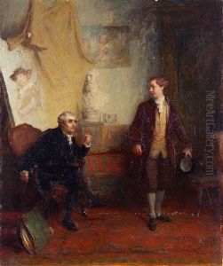 Sir Joshua Reynolds Teaching Oliver Goldsmith by Alexander Hohenlohe Burr