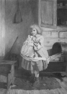 A Prized Possession/a Girl With Her Porcelain Doll by Alexander Hohenlohe Burr