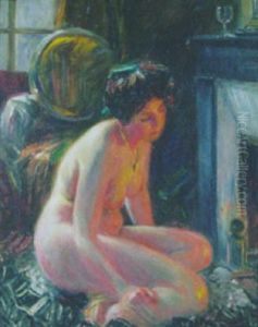 Nude By A Fireplace by George Brainard Burr