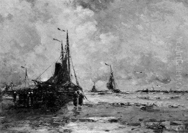 Hollandische Fischerboote Am Strand - view 1