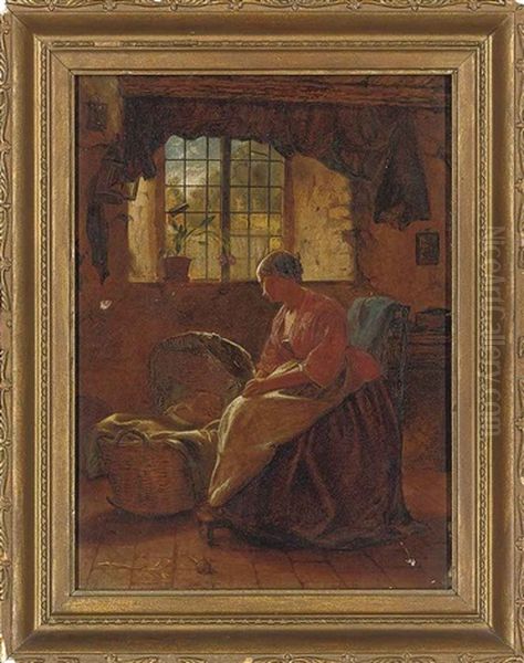 A Young Mother And Sleeping Child - view 1