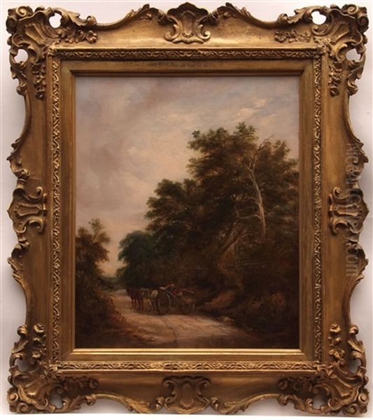 Figures In Horse And Cart In Country Lane - view 1