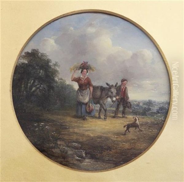 Two Travellers With A Donkey And Dog - And Companion Piece - view 1