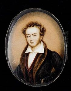 A Gentleman, Wearing Fur-trimmed Black Coat Over Burgundy Jacket And White Chemise