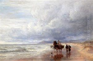 Seaweed Gatherers Along The Shore by Charles Thomas Burt