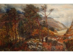 Figures And Sheep In A Woodland With Hills Beyond Figures And Sheep In A Woodland With Hills Beyond