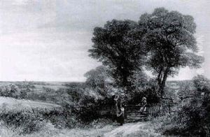 Group Of Children Berry Picking In Extensive Landscape by Charles Thomas Burt