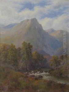 Mountainous River Landscape In North Wales (+ Another; Pair) by Alice Mary Burton