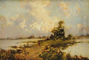 Paesaggio Lacustre Con Figura by Giuseppe Buscaglione