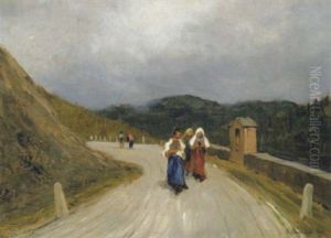 Spaziergangerin Auf Einem Hohenweg