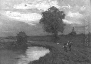 Landschaft Mit Strasse Und Weiher by Giuseppe Buscaglione