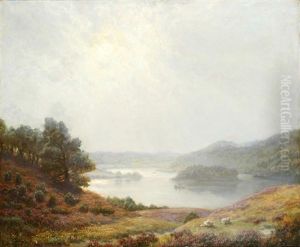 An Extensive View Over A Valley, With Figures In A Rowing Boat On A Lake