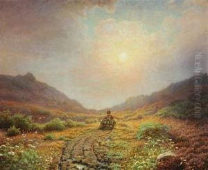 Heather Landscape With Boy In A Cart by Peter Johan Valdemar Busch