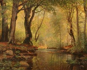 Serpentine Stream In A Spring Forest by Peter Johan Valdemar Busch