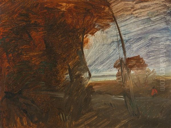 Waldrandlandschaft Mit Roter Figur - view 1