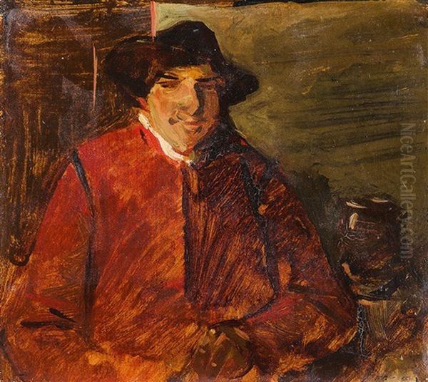Studie Eines Sitzenden Bauern Mit Krug - view 1