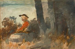 Junge Mit Rotem Wams In Landschaft