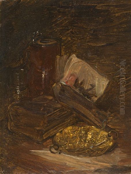 Stillleben Mit Buchern, Krug Und Aschenbecher - view 1