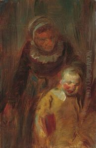 A Woman Grabbing A Boy By The Ear by Wilhelm Busch