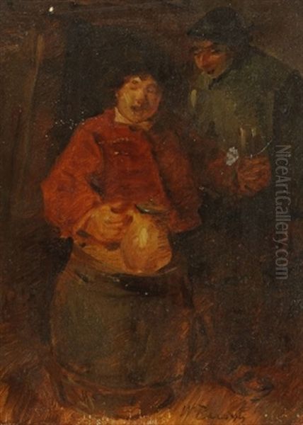 Zwei Bauern Mit Krug (+ Mann In Roter Jacker Mit Krug Auf Einem Hackklotz, Verso) - view 1