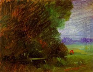 Landschaft Mit Roter Figur by Wilhelm Busch
