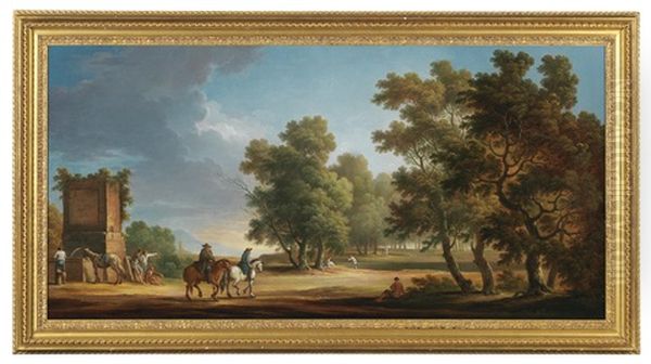 An Italian Landscape With An Ancient Well And Riders - view 1